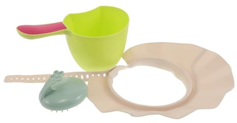 NULYLU Adjustable Beige Shower Cap Hair Washing Hat Lightweight with Hair Wash Cup and Shampoo Brush for Adults Elderly Women Waterproof Bath Protector