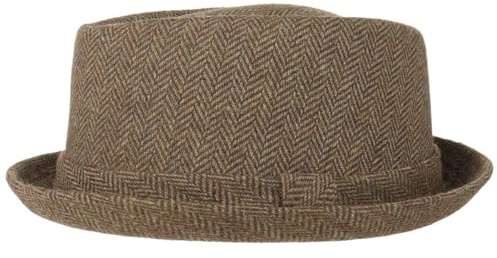 Lipodo Diamond Crown Herringbone Wollhut Pork Pie Fedora mit Innenfutter Stoffhut Damen Herren Sommer Winter