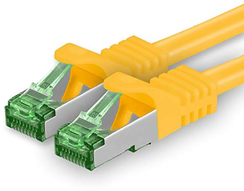 1aTTack.de 5 M Cat.7 Network Cable 1 Piece Cat7 Patch Cable Lan Cable Ethernet RJ45 10 Gbit/s (All Internet Speeds) Yellow 5 Meters