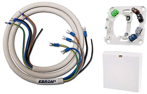 EBROM cooker connection cable + cooker connection box H05VV-F 5x2,5 mm2 (5G2.5) white, ready assembled, crimped with ferrules and fork shoe blue - 3 N PE - 0.5 m to 40 m - cooker connection cable