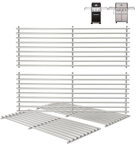 4 Stück 43,5 cm Edelstahl Grillroste für Broil King Baron 320, 340, 420, 440, 490, Huntington 2122-64 2122-67 6020-54 6020-57 6020-64 6020-60-60-64 7 602 3-89, Sterling 5020-54 und Broil-Mate Grill