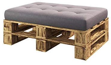 sunnypillow Palettenmöbel Gartenmöbel Set aus Holz Indoor/Outdoor - Europaletten Möbel Sofa für Balkon Terrasse Garten (geflammt Hocker 120 x 60 cm Höhe : 30 cm)