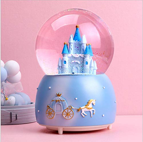 Schneekugel Musik Spieluhr Schloss Schüttelkugel mit Schneeflocken Beleuchtung Kristallkugel Nachtlicht Traumkugel Büro Hause Deko Glaskugel Geschenk für Kinder Geburtstag Weihnachten Valentinstag