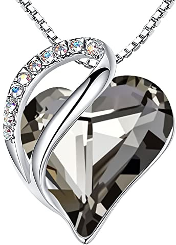 Leafael Mors dag Halsband Dam Infinity Love Hjärta med Födelsestens Kristaller Allergivänliga Smycken Silver med Presentask