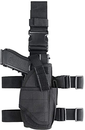 Goldmiky Beinholster Pistolenholster, Einstellbare Tactical Airsoft Pistol Drop Bein Holster Tasche, Oberschenkel Tiefziehholster taktisch für rechtes Bein zum Jagdschießen Camping (Schwarz rechte)