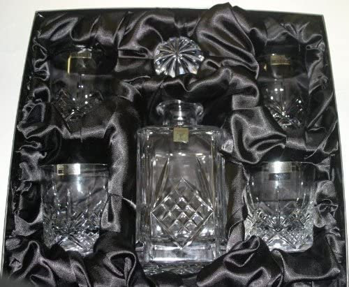 Diamante Fine Lead Free Crystal Decanter and Whisky Glasses in Presentation Box