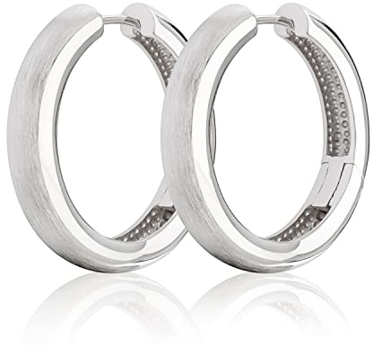 NKlaus Paar Ø 31mm 925 Sterling Silber Klappcreolen 6,0mm starke Ohrringe rhodiniert 2106