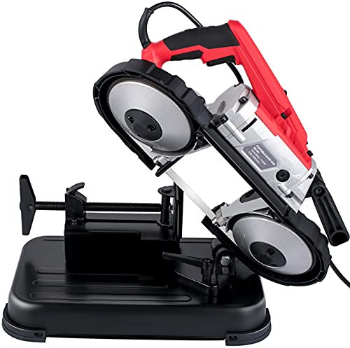 VEVOR Troncatrice a Nastro Portatile a Velocità Variabile, 5 Pollici 1100 W Segatrice a Nastro con Base per Tagliare Acciaio Inossidabile, Alluminio, Metallo, Ferro, Cavi Rigidi, Legno, PVC, Plastica