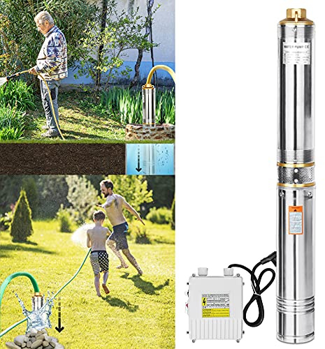 UISEBRT Bomba para pozos profundos de acero inoxidable, 0,37 kW/0,5 hp hasta 4.000 l/h, caudal, bomba sumergible, 370 W, compatible con arena, bomba de presión sumergible