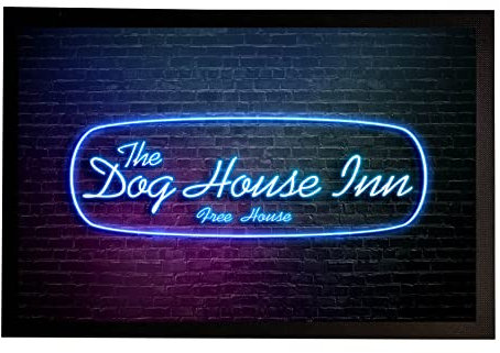 Artylicious The Dog House Inn Home Cocktail Gin Bar Door mat 60 x 40 cm
