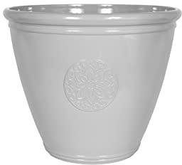 Lightweight Recycled Plastic Garden Pot Planter with Drainage Holes | UV Resistant & Frostproof | Eden Emblem Grey 45cm