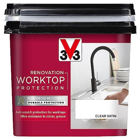 V33 Worktop Protection - No Undercoat Needed - Long-Term Protection For High Usage Surfaces - High Resistance To Knocks Scratches & Stains - Clear 500ml