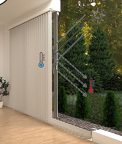 Thermo LAMELLENVORHANG VERDUNKELND FERTIGES KOMPLETTSYSTEM SCHIEBEVORHANG - 5 Farben 14 GRÖßEN (Hellgrau Kr-2, 200x250 cm)