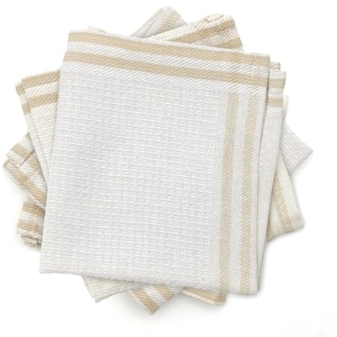 LivinEase Geschirrtücher für Küche - Geschirrtücher - Geschirrtücher Set- Saugfähige T Handtücher (Weißbraun, 30x30 cm (Pack of 6))