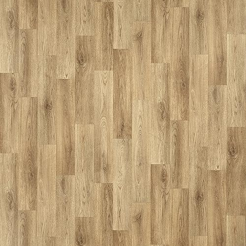 Wood Effect Cushion Vinyl Flooring Roll Natural Oak Effect Lino Flooring Cheap Anti Slip Bathroom Kitchen Bedroom Flooring 2m 3m Width (Lambourne French Oak, 4m x 3m)