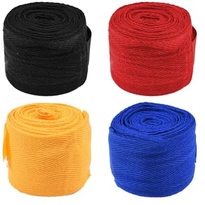 MiOYOOW 4 Stück Box Handbandagen, Stretch-Sporttape Baumwoll Box Handgelenkbandagen, Elastische Kampfsport Handbandagen mit Daumenschlaufe für Boxtraining (2,5 M/5 M)