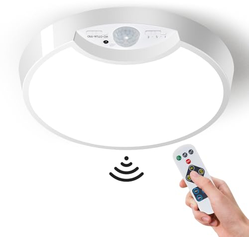 Homelist 2 Pack, LED Ceiling Light, 7.5inch Rechargeable Motion Sensor Light Indoor, 400LM Ceiling Light with Remote Control USB Battery Powered for Bedroom, Garage, Porch, Shed, Loft, Basement