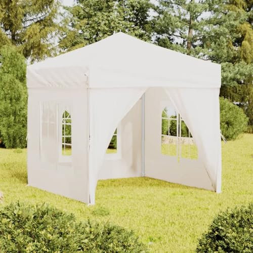 ZEYUAN Carpa para Fiestas Plegable con Paredes Laterales, Casas Prefabricadas, Cenadores para Jardin, Pergola, Carpas para Exteriores, Muebles De Jardin, Blanco 2x2 m