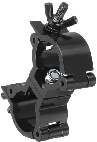 sourcing map Light Truss Clamps, Aluminum Alloy Stage Lighting Pipe O Clamp for 0.94-1.02inch OD Tube Max Load 10lb Double Buckle, Black 1Pcs