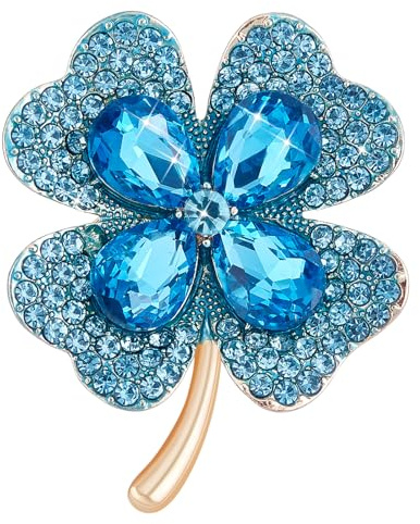 LEGENTLISUR Gold Brosche Damen Brosche Zirkonia Kristalle Damen Brosche Kleeblatt Niedlich Elegante Schmuck für Frauen und Mädchen(Schwarz)