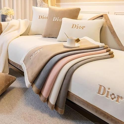 QHFTYL Sofabezug Sofa Auflagen Chenille Plüsch Couch Überzug Couchschoner rutschfest 3 2 4 1 Sitzer für L/U Form Ecksofa Ledersofa Big Sofa (Kaffeefarbe-70x70cm)