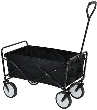 AKORD | TYRS Bollerwagen | Touristisch | Faltbar | Einfache Bedienung | Mit bequemem Griff | Großes Fassungsvermögen | Robuste Bauweise | Starke Räder | 145 Liter | Belastbar bis 110 kg | Schwarz