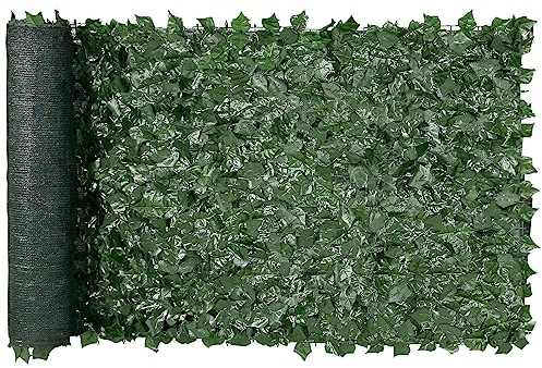VEVOR Sichtschutzzaun 99x249cm künstlicher grüner Sichtschutz Efeuzaun mit Netzgeweberückseite und verstärkter Verbindung künstliche Hecken mit Weinblättern als Dekoration für Garten und Hof