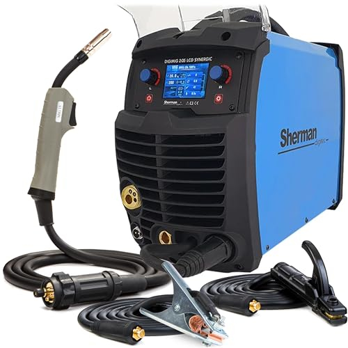 Sherman DIGIMIG 205 LCD SYN - Synergisches 200A MIG MAG Schweißgerät Schutzgas ausgestattet mit Induktivität, Job-Speicher, 2-Takt, 4-Takt und Fan Stop Funktion - Set: Solo