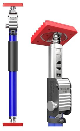 3-H Türspanner Zargenspanner, Teleskopstützen 40-62cm bis 50kg, Türzargenspanner Einhandstütze, Montagestütze Höhenverstellbar Stufenlos Türspreizer bis 45°, Stahl Baustütze Teleskopstange (Blau)