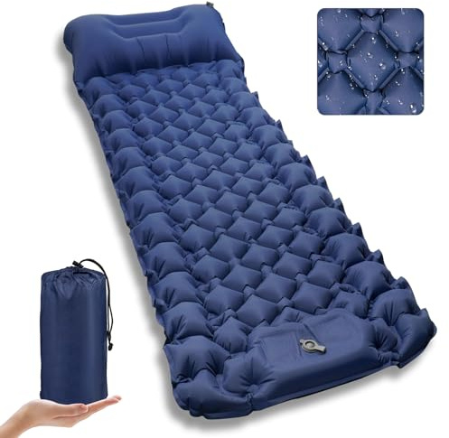 NexusNurture Camping Mat, 9CM Inflating Camping Mat with Pillow, Portable Compact Camping Mattress Sleeping Mat, Waterproof Sleeping Mats for Camping, Hiking, Backpacking and Travel