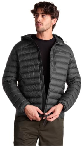 TOG24 North Mens Hood Jacket RDS Duck Down Warm Insulation Packaway Travel | Coat, Insulated, Lightweight, Chest pocket, Pockets, Toggle adjusters, Walking, Doubles Up As Travel Pillow
