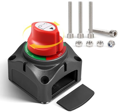 RED WOLF Batterieschalter 200A Trennschalter Batterie Hauptschalter 12V-48V DC für Auto Boot Motorrad LKW Wohnmobil Traktor Batteriehauptschalter 1-2-Both-OFF Autobatterie Schalter Stromschalter