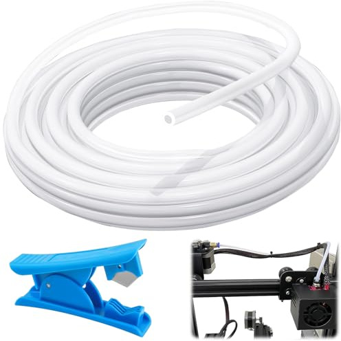 TTYSHIP® 8m PTFE Schlauch, PTFE Schlauch 2.5mm x 4mm mit Schlauchschneider, Teflonschlauch für 1,75mm 3D Drucker Filament (Weiß)