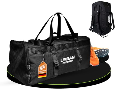 URBAN RUNNERS Premium Sporttasche 50L – 3-in-1 Reisetasche mit Rucksackfunktion | Stilvolle Gym Bag mit Nassfach & Schuhfach – Durchdacht, robust & ideal für Alltag, Reisen & Training