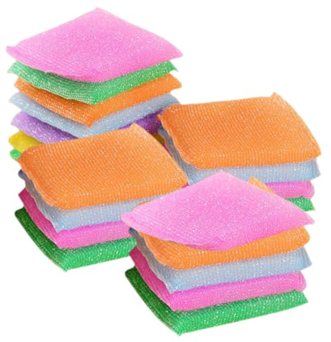 Generico 20 Pezzi Di Spugnette Abrasive Antigraffio Per Piatti Spugne Da Cucina in Nylon e Spugna Set Di Pulizia Per Utensili e Superfici Dure Colorate e Riutilizzabili