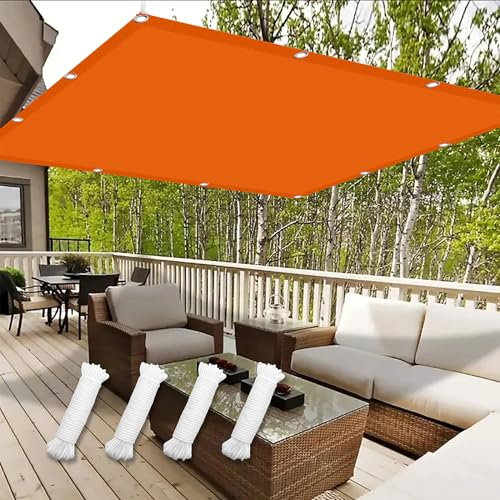 Sun Sonnensegel Wasserdicht 3.4 x 7.5 m Wasserabweisend Sonnensegel Abdeckung Schattenstoff Leicht Und Haltbarkeit für Garten Balkon & Terrasse, Orange