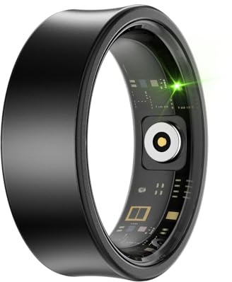 Yihou Anello intelligente senza quota di abbonamento Contapassi Fitness Tracker con cardiofrequenzimetro Anello fitness Monitor del sonno 10ATM GPS impermeabile per Android iOS Nero 8 #