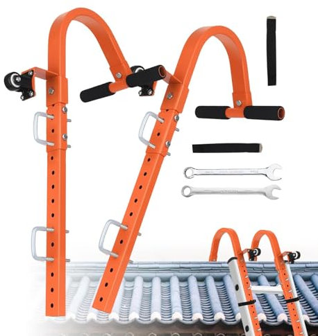 Stahl-Dachleiter, robustes Zubehör für die Reparatur zu Hause, multifunktionaler Leiter-Dachhaken mit Rad für sicheres und stabiles Klettern und Schadensvermeidung
