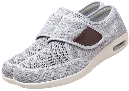 JTNZDAW Chaussures Orthopédiques Homme Extra Large chaussons pour œdème Patients diabétiques Dames Edema Swollen des Sandales Pieds Larges(LightGrey,43 EU)