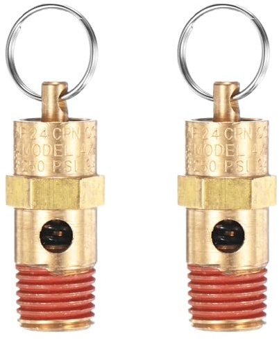 M METERXITY 2-Pack Air Compressor Pressure Release Safety Valve, 1/4 NPT Male 250 PSI Brass Threaded Automatic Air Vent Safety Control Valve
