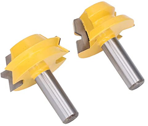 2Pcs Drum Router, Octahedral Tenon Bit 45 Steel Tungsten Set Treatment & Grooving Bits Carbide Milling Cutter for Woodworking Vane/Wing 1 2in Round Shank Woodw