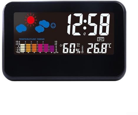 Stazione meteorologica con schermo a colori, sveglia con visualizzazione di temperatura e umidità, controllo vocale, luce notturna, orologio da tavolo (B)
