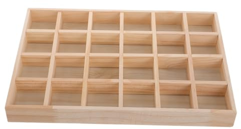 Garneck Sortierbox Holz für Ohrringe und Schmucktablett mit Einzelnen Fächern Beige zur Aufbewahrung im Badezimmer oder Kommode
