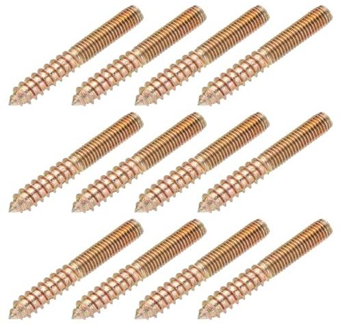 YELARXI M8 Hanger Bolts, 2.4(60mm) Length Double Headed Bolts Self-Tapping 8mm Screw Wood Dowel Screw Bolt Furniture Accessories - Fitting for (Wood Joint Furniture Legs) 12 Pcs