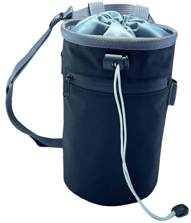 predolo Chalkbag Praktischer Kletterbeutel mit Reißverschluss Tragegurt Und Kordelzug aus Robustem Nylon für Sichere Aufbewahrung von Kletterausrüstung für, Schwarz