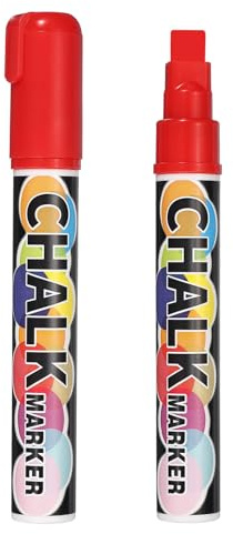 PATIKIL 2 Pezzi Pennarelli A Gesso Liquido 10mm Pennarelli A Gesso Rosso | Cancellabili, Per Lavagna, Con Punta Larga E Fine, Per Lavagne Finestre vetro Specchi Auto