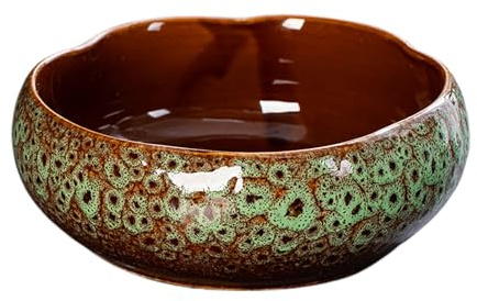 Pcscevcr Maceta de cuenco de loto, maceta de cerámica esmaltada, maceta de bonsái suculenta de lirio de agua de loto, para decoración de mesa de jardín, hogar, oficina (verde-L)