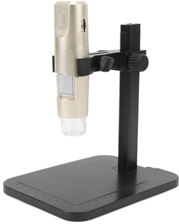 Kikumi Microscopio Digital Inalámbrico 0-1600X WiFi USB Microscopio Digital de Mano con 8 Luces LED y Soporte Ajustable para PC