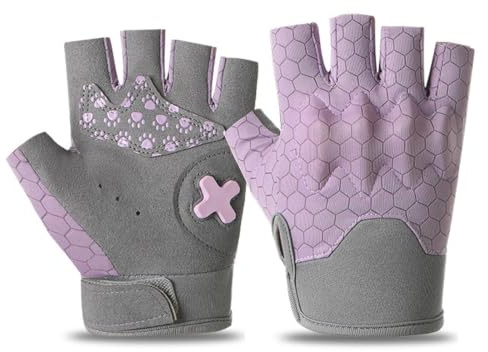 Tcdwla Gants de Sport, Gant Moto Enfant, Mitaine Enfant, pour Garçons et Filles, Antidérapant, Protège la Paume de la Main, Les Cours de Sport, Patinage, Scooter, Sports de Plein Air(Lila,Medium)