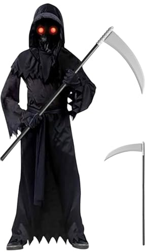 Whyzsjnclg Grim Reaper Scythe 39 Pollici Lungo Rimovibile Giocattolo di plastica Leggero per Oggetti di Scena di Halloween Cosplay Party Dress Up, Costume Grim Reaper
